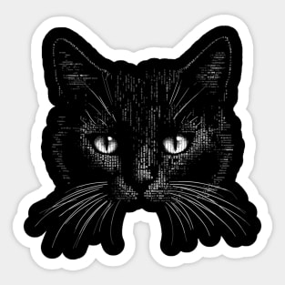 Retro Cat ASCII Computer Science Men Women Funny Black Cat Sticker